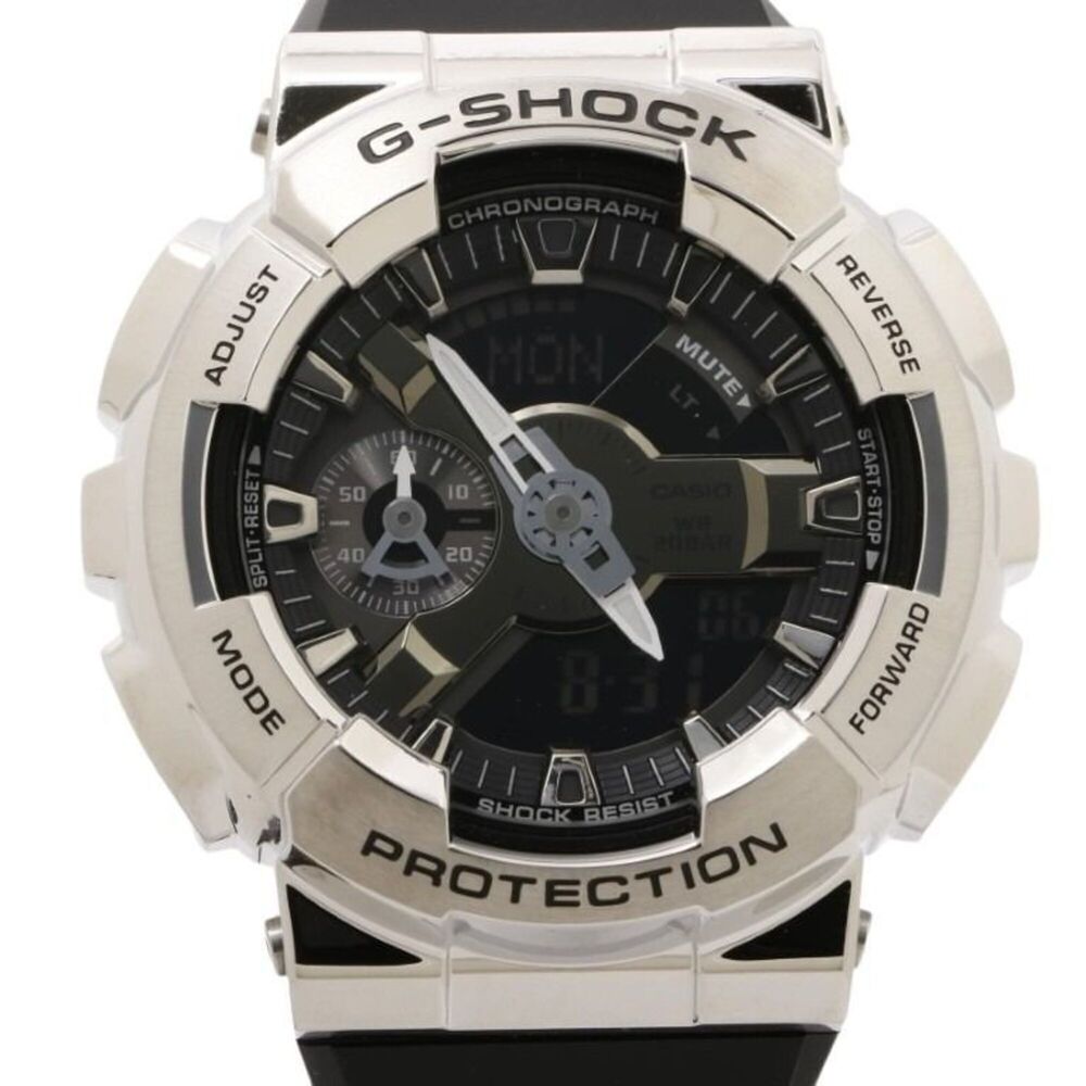 CASIO G-SHOCK ANALOG-DIGITAL 110 SERIES GM-110-1AJF Black Silver Resin Stainl...